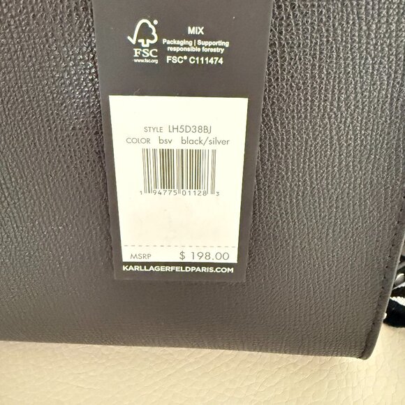 KARL LAGERFELD PARIS MAYBELLE SATCHEL CROSSBODY BAG PURSE AIRPOD CASE BLACK $198 - Picture 7 of 10